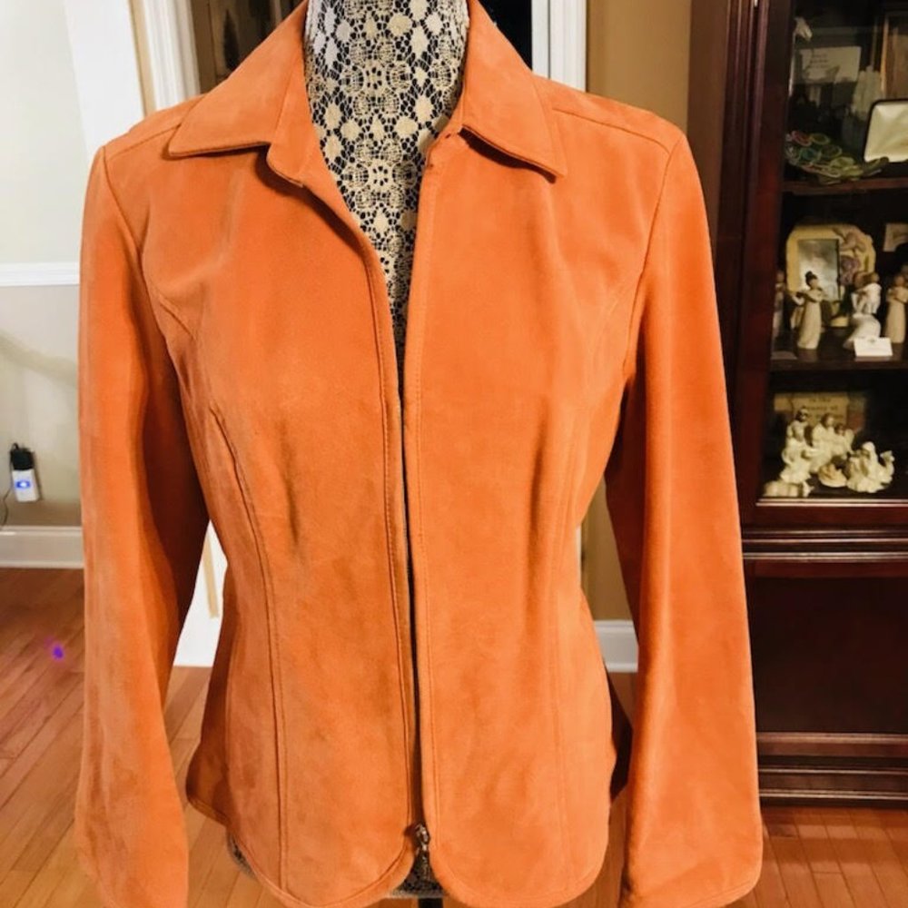 Beautiful "Live A Little" Tailored Pumpkin/Rust Leather Blazer